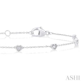 1/10 ctw Petite Heart Round Cut Diamond Station Bracelet in 10K White Gold